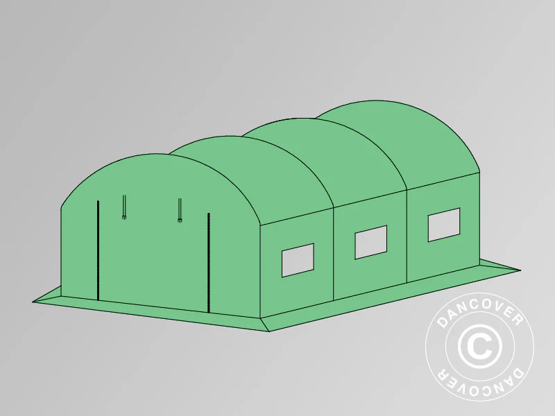 Tagdug til polytunnel drivhus, 4x4x2m, 140 g/m2 PE, Grøn