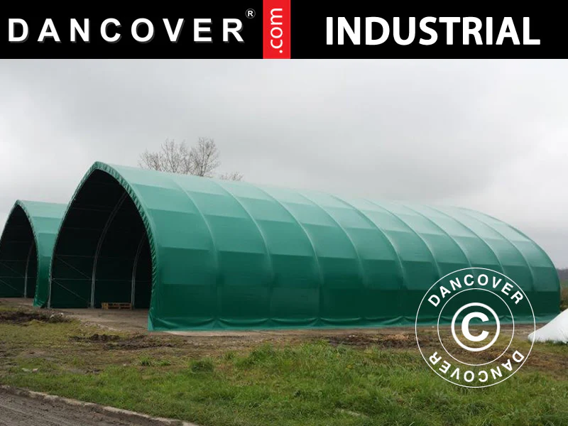 Telthal, rundbuehal 10x15x5,54m m/skydeport, PVC, Grøn - Image 9