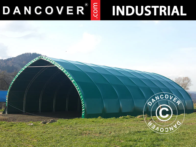 Telthal, rundbuehal 10x15x5,54m, PVC, Grøn