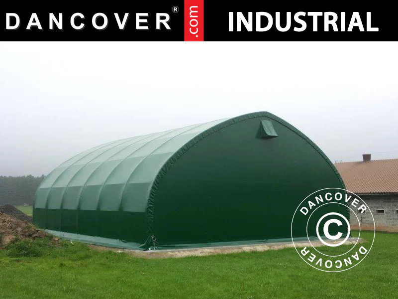 Telthal, rundbuehal 15x15x7,42m m/skydeport, PVC, Grøn - Image 13