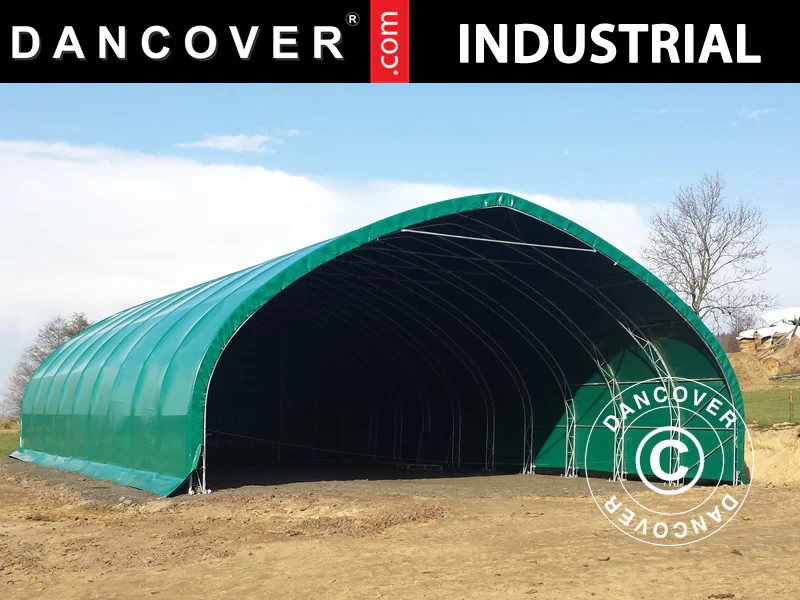 Telthal, rundbuehal 15x15x7,42m, PVC, Grøn