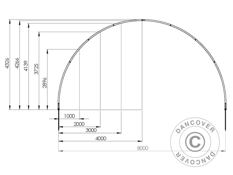 Telthal, rundbuehal 8x15x4,33m, PVC, Hvid/Grå - Image 8