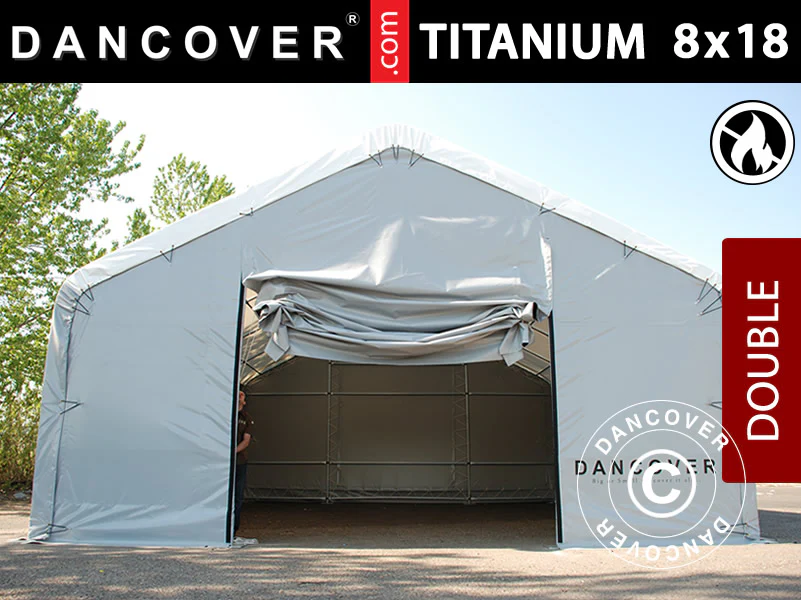 Telthal Titanium 8x18x3x5m, Hvid/Grå