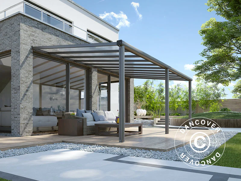 Terrasseoverdækning Compact m/polycarbonattag, 3x5,44m, Antracit - Image 2