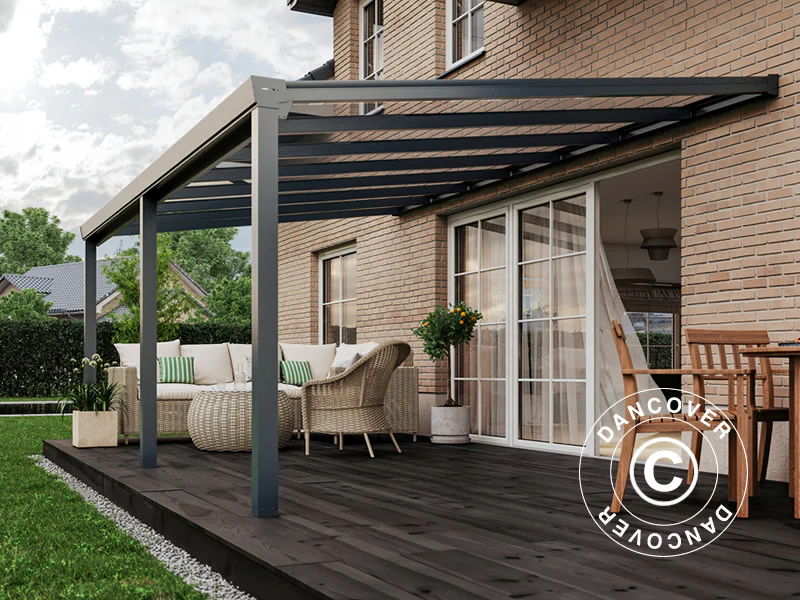 Terrasseoverdækning Easy m/glastag, 3x4m, Antracit - Image 3