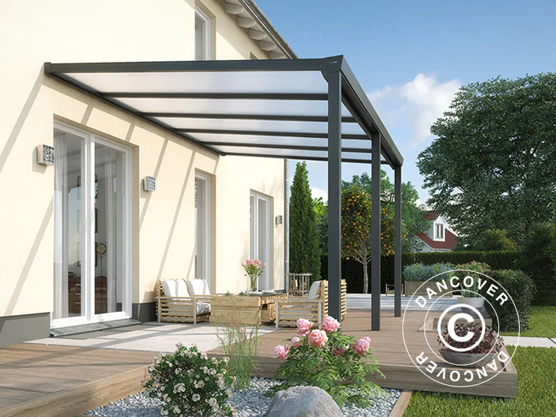 Terrasseoverdækning Easy m/polycarbonattag, 3x6m, Antracit - Image 2