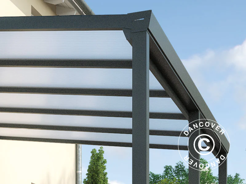 Terrasseoverdækning Easy m/polycarbonattag, 3x6m, Antracit - Image 3