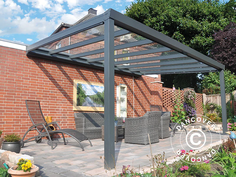 Terrasseoverdækning Expert m/Glastag, 4x3m, Antracit - Image 2