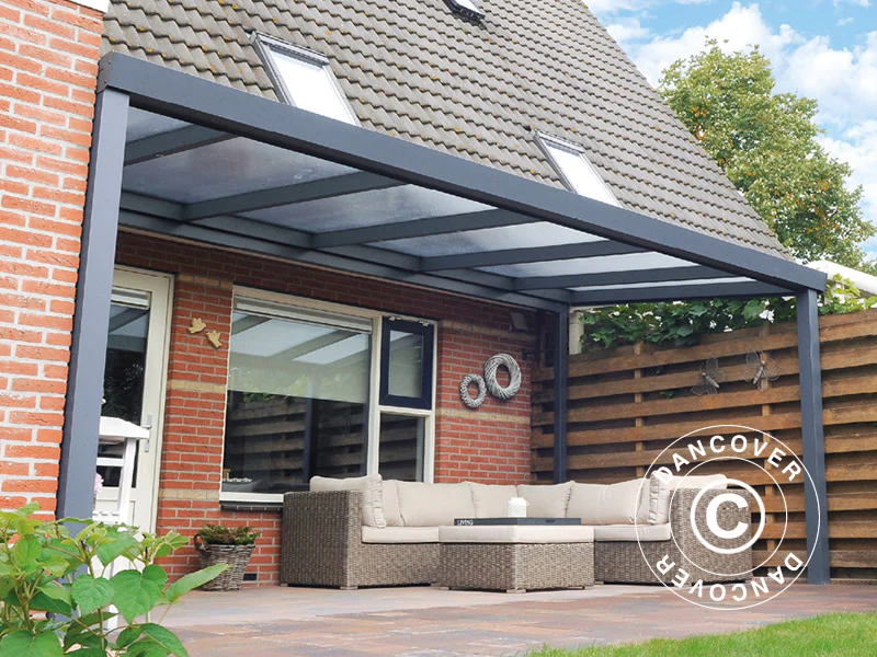 Terrasseoverdækning Expert m/polycarbonattag, 4x5m, Antracit - Image 3