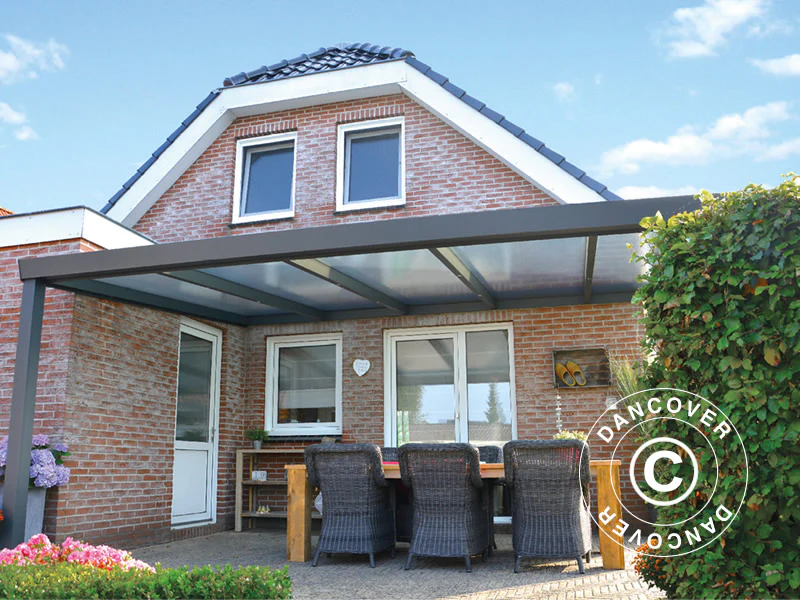 Terrasseoverdækning Expert m/polycarbonattag, 4x5m, Antracit - Image 4