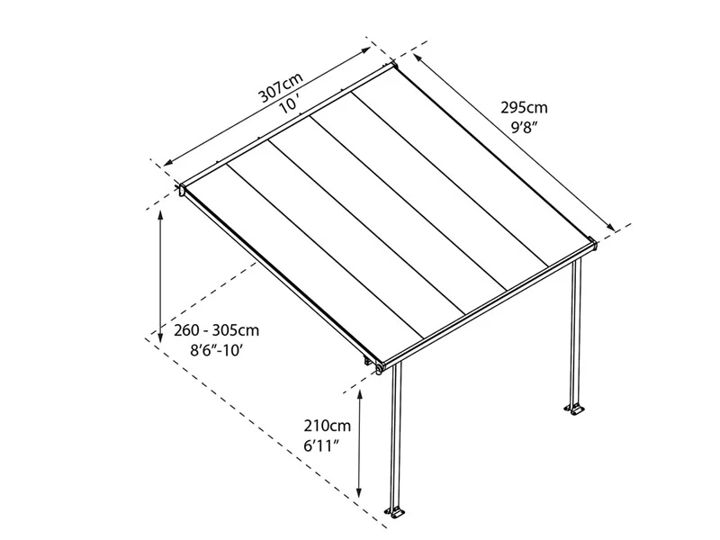 Terrasseoverdækning Feria, Palram/Canopia, 3x3,05m, Hvid - Image 6