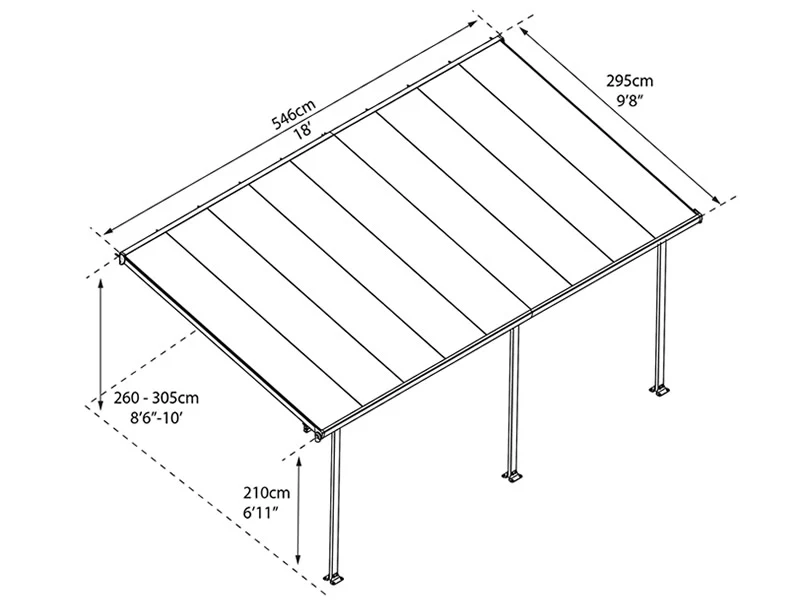 Terrasseoverdækning Feria, Palram/Canopia, 3x5,46m, Hvid - Image 6