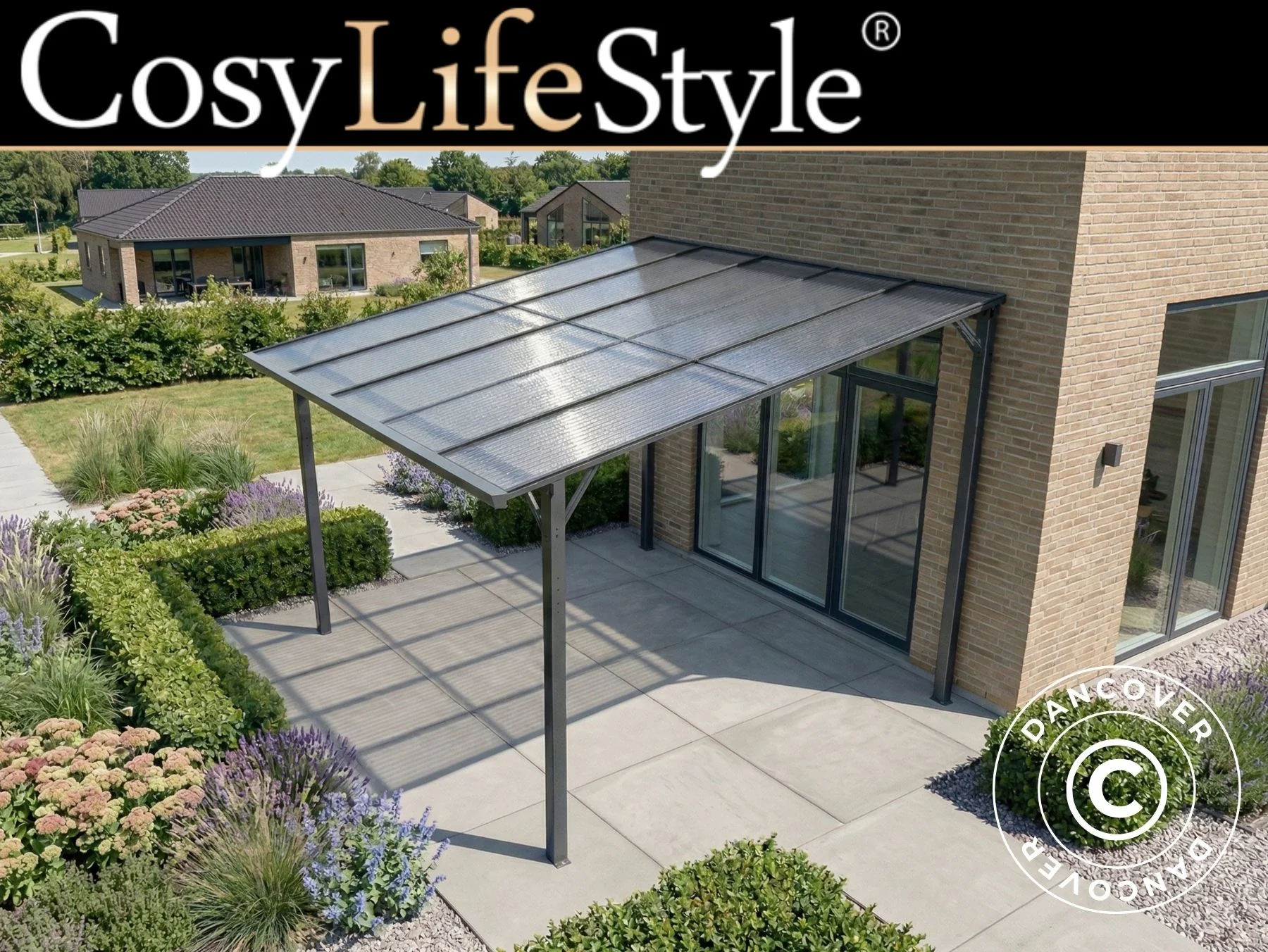 Terrasseoverdækning Sacramento 3,03x2,99m, 9,05m², Antracit