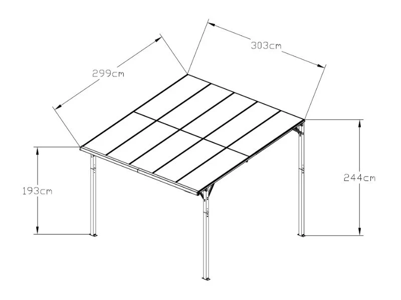 Terrasseoverdækning Sacramento 3,03x2,99m, 9,05m², Antracit - Image 7