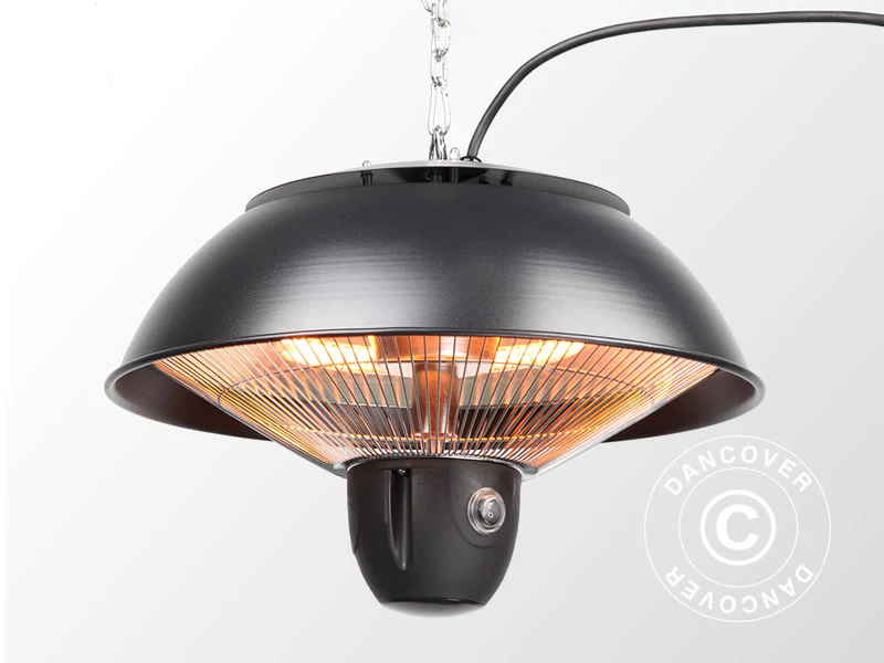 Terrassevarmer, varmelampe halogen MINNA m/fjernbetjening, 1500W, Sort - Image 2