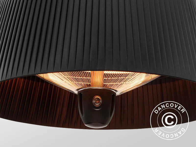 Terrassevarmer, varmelampe med halogen IKEMA m/fjernbetjening, 1500W, Sort - Image 3