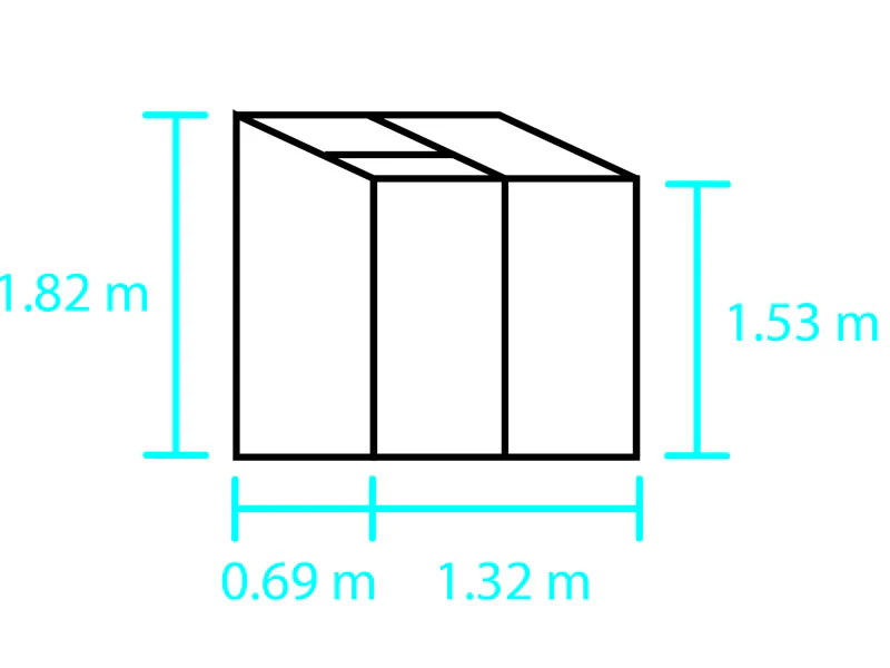 Vægdrivhus Glas Halls Altan, 0,91m², 0,69x1,32x1,82m, Aluminium - Image 2